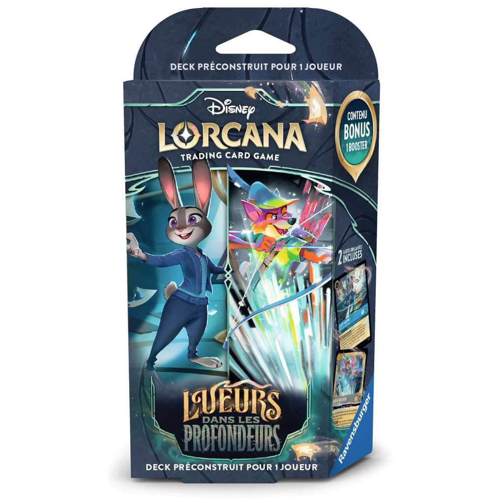Lorcana deck de demarrage lueurs dans les profondeurs judy et robin des bois