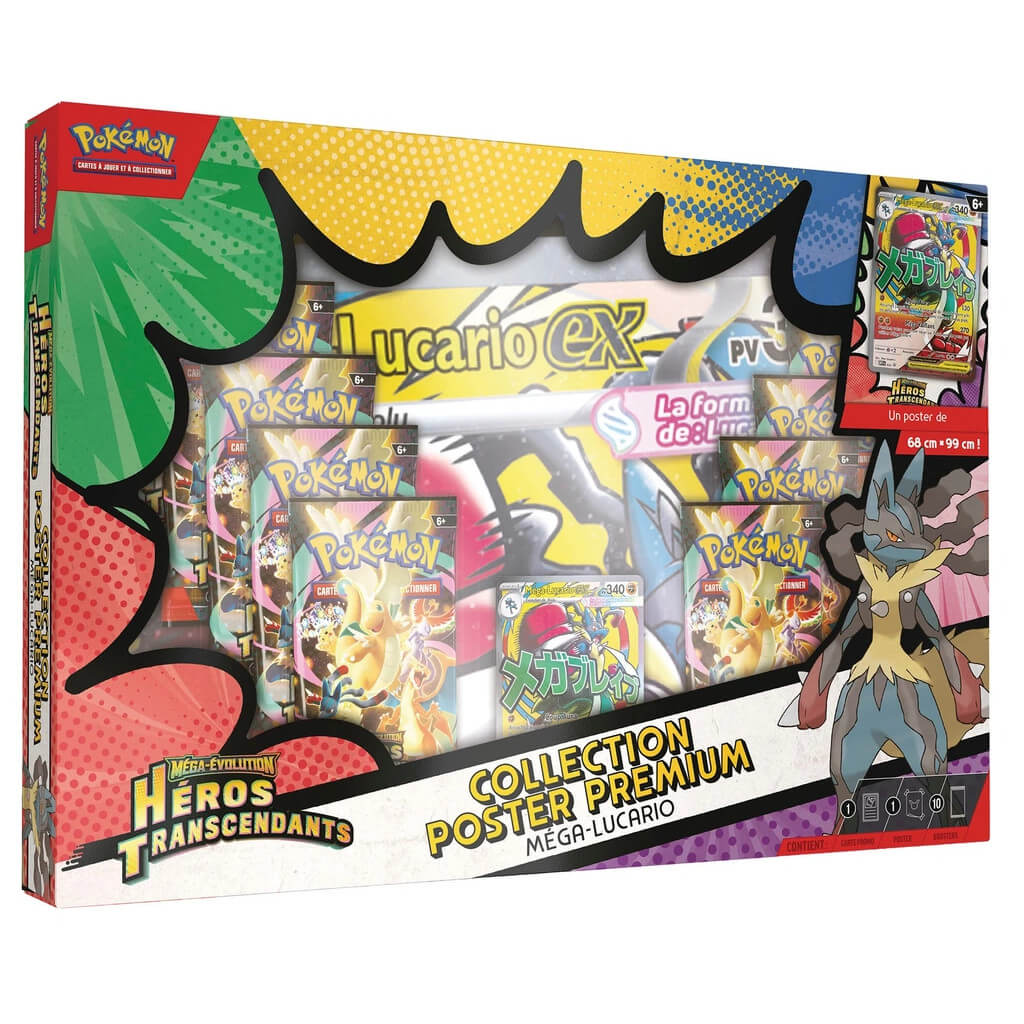Me2. 5 héros transcendants - coffret poster 23 Pokemon collection poster premium mega evolution heros transcendants mega lucario