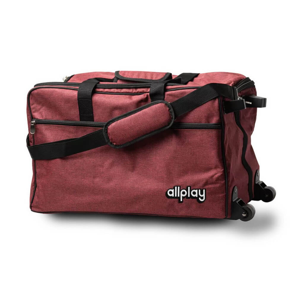 Rolling board game bag - ruby red 26 Rolling bag red jpg