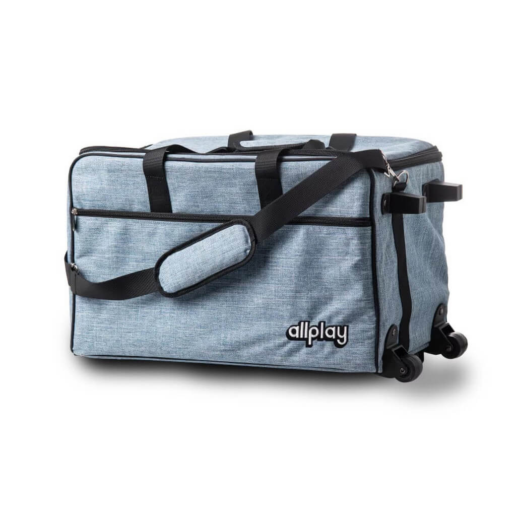 Rolling board game bag - sky blue 30 Rolling bag sky blue jpg